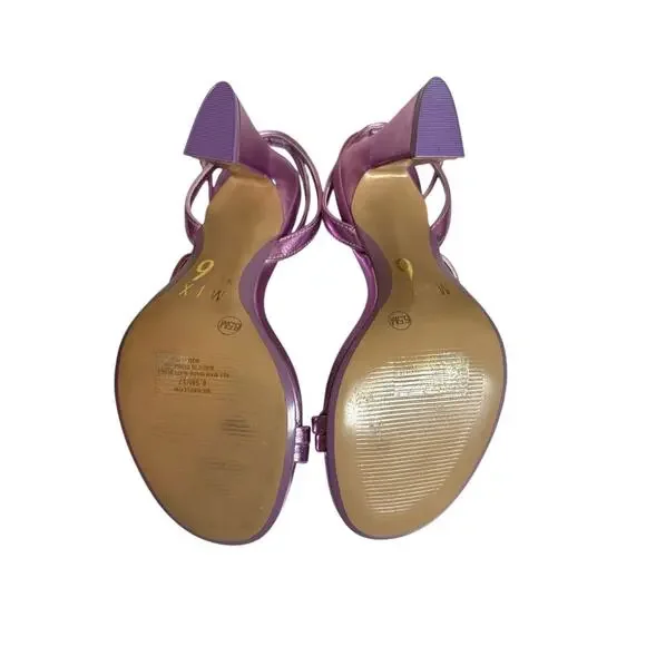 Mix No. 6 Women’s Metallic Strappy Block Heel Ankle Strap Sandals Size 6.5 EUC - Picture 5 of 5